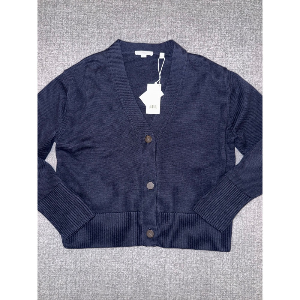 NWT Women's Vince  L Large Wool Blend Cardigan Blue  Button Front V-Neck Sweater